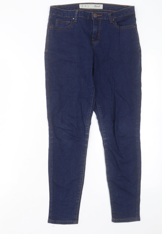 Denim & Co. Womens Blue Cotton Skinny Jeans Size 10 L25 in Regular Button
