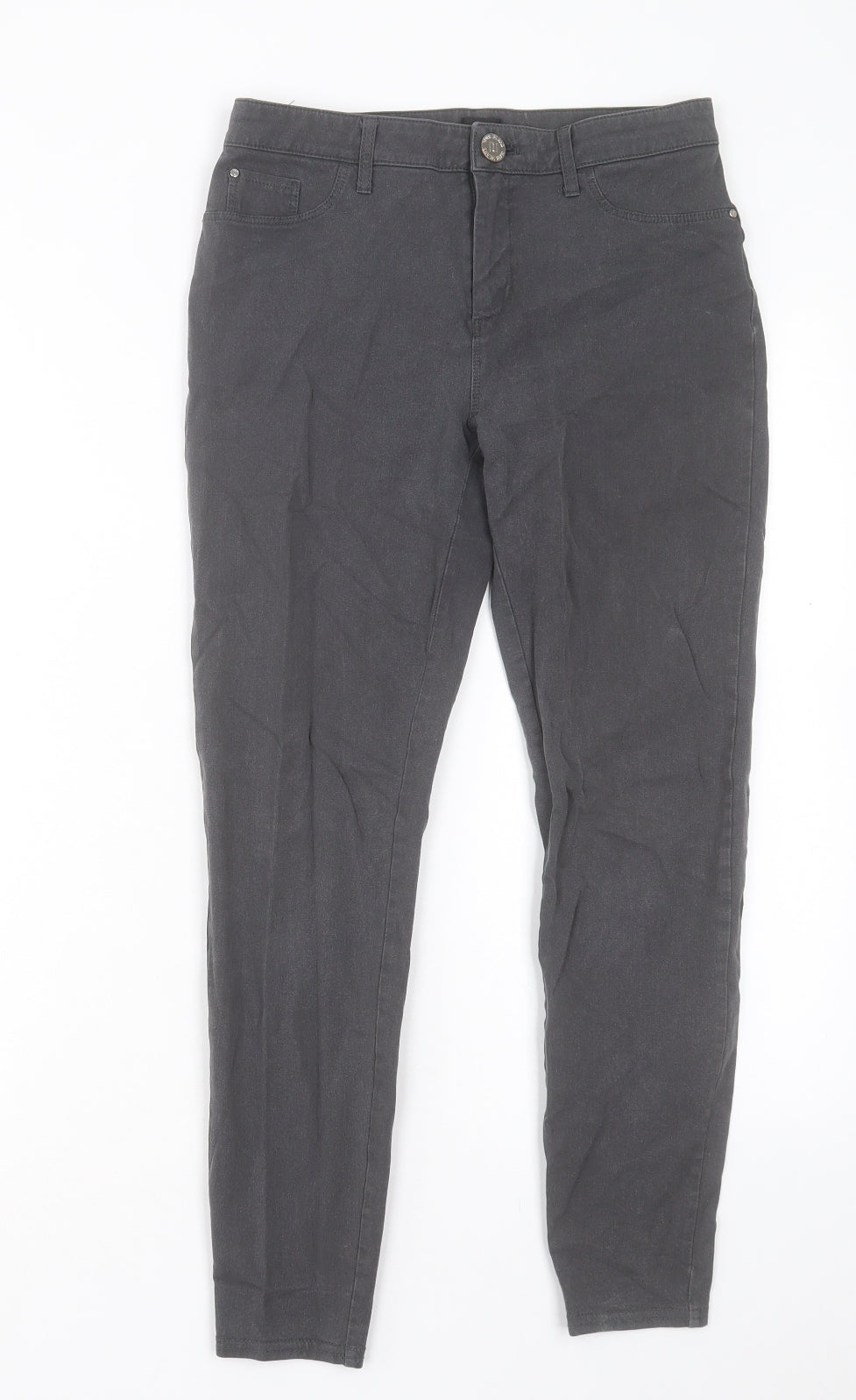 River Island Womens Grey Cotton Skinny Jeans Size 6 L25 in Regular Button