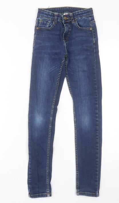 A2Z Girls Blue Cotton Skinny Jeans Size 11-12 Years Regular Button