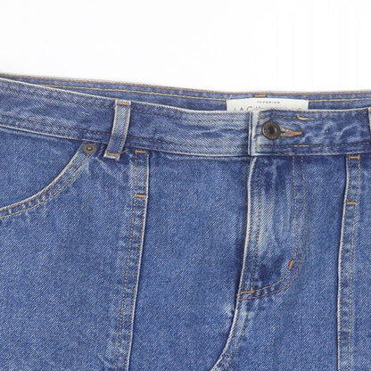 Jack Wills Womens Blue Cotton A-Line Skirt Size 12 Button