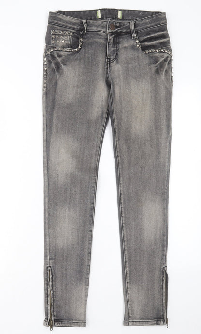 ROMP Womens Grey Cotton Skinny Jeans Size 28 in L30 in Regular Button