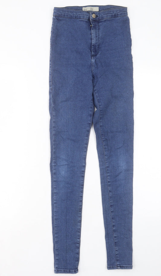 Topshop Womens Blue Cotton Skinny Jeans Size 28 in L29 in Regular Button