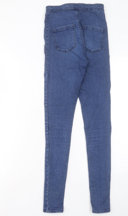 Topshop Womens Blue Cotton Skinny Jeans Size 28 in L29 in Regular Button