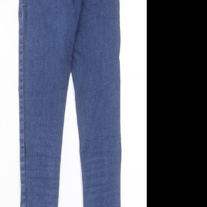 Topshop Womens Blue Cotton Skinny Jeans Size 28 in L29 in Regular Button