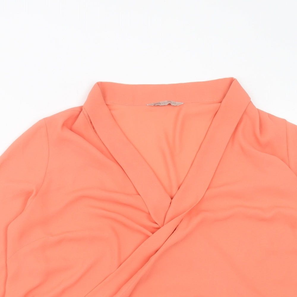 Womens UK Size 14 Marks and Spencer Orange Basic Blouse