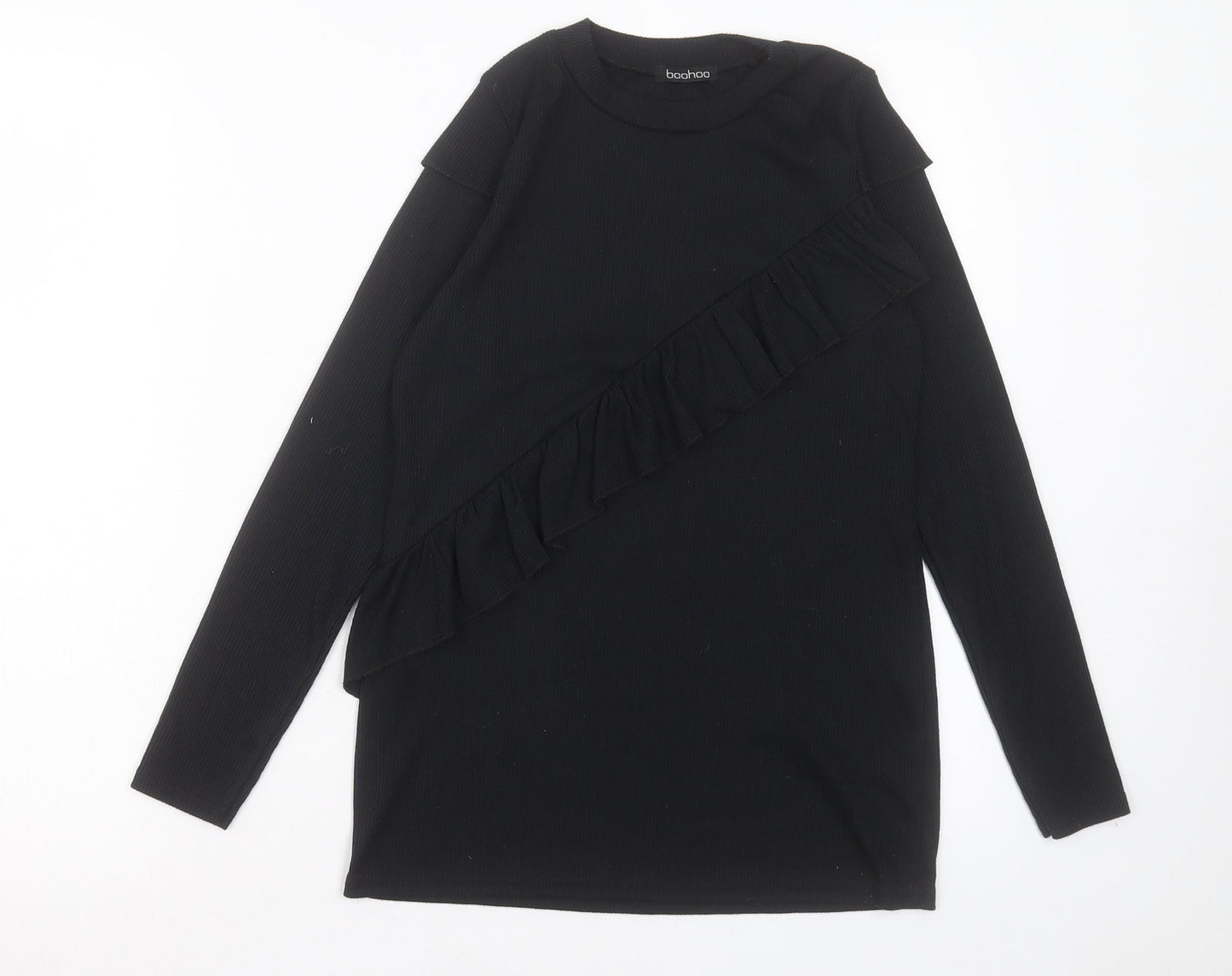 Boohoo Womens Black Crew Neck Polyester Pullover Jumper Size 10
