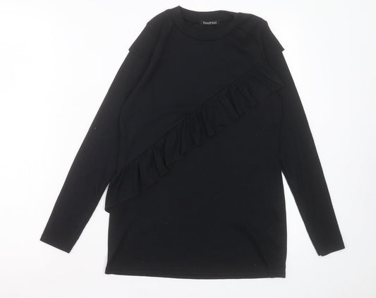 Boohoo Womens Black Crew Neck Polyester Pullover Jumper Size 10