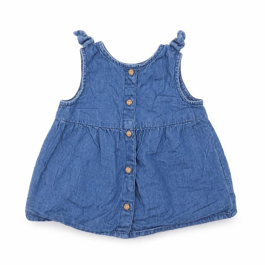 Primark Girls Blue Cotton A-Line Size 12-18 Months Crew Neck Button