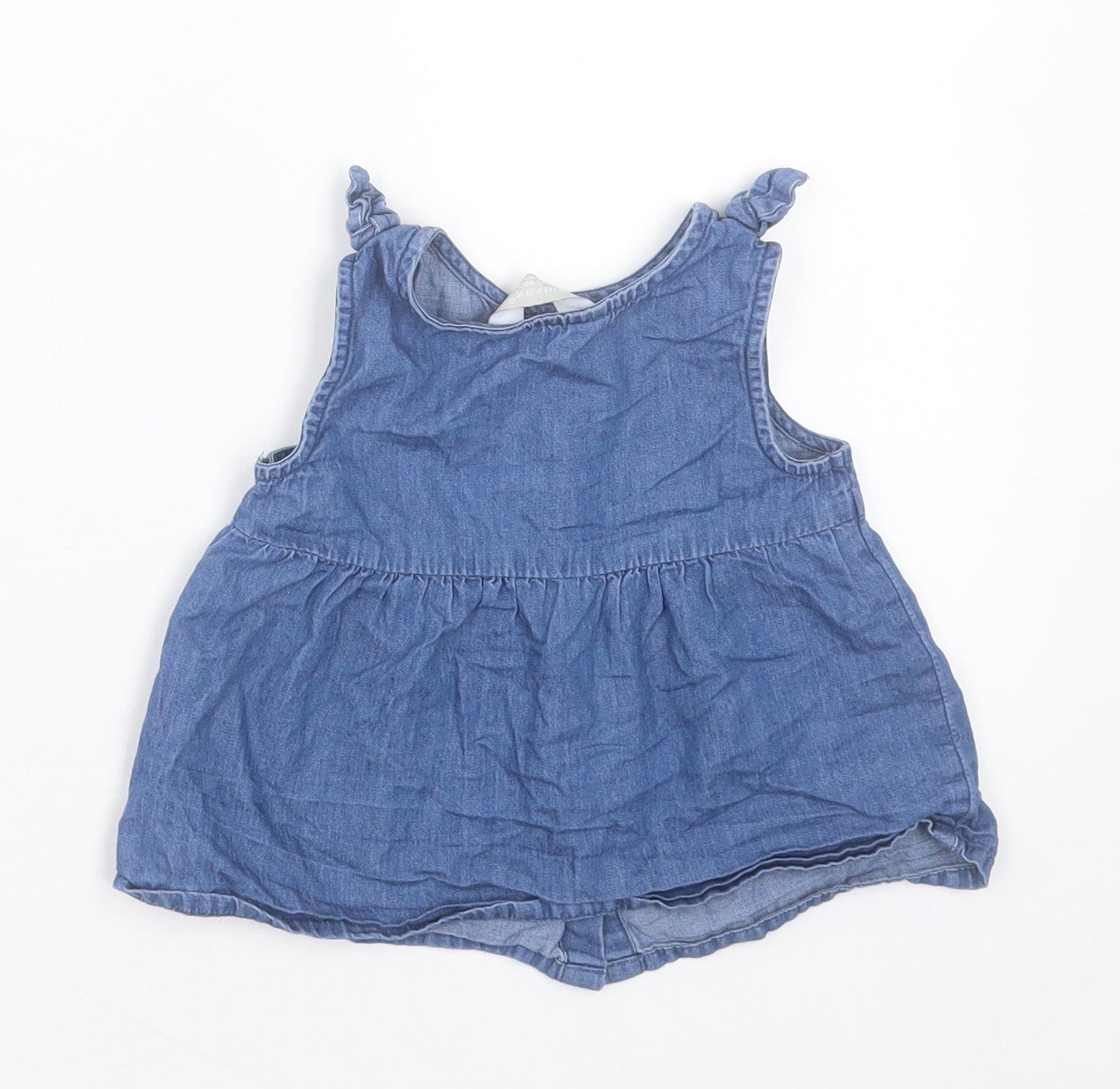 Primark Girls Blue Cotton A-Line Size 12-18 Months Crew Neck Button