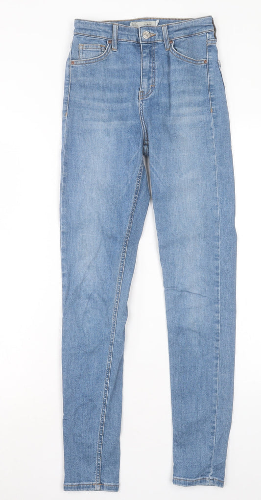 Topshop Womens Blue Cotton Skinny Jeans Size 26 in L29 in Regular Button