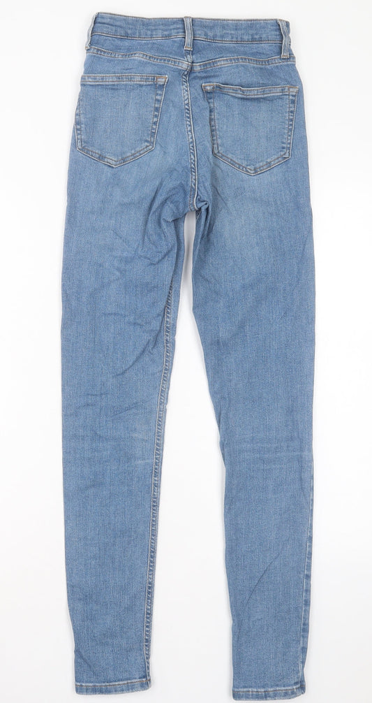 Topshop Womens Blue Cotton Skinny Jeans Size 26 in L29 in Regular Button