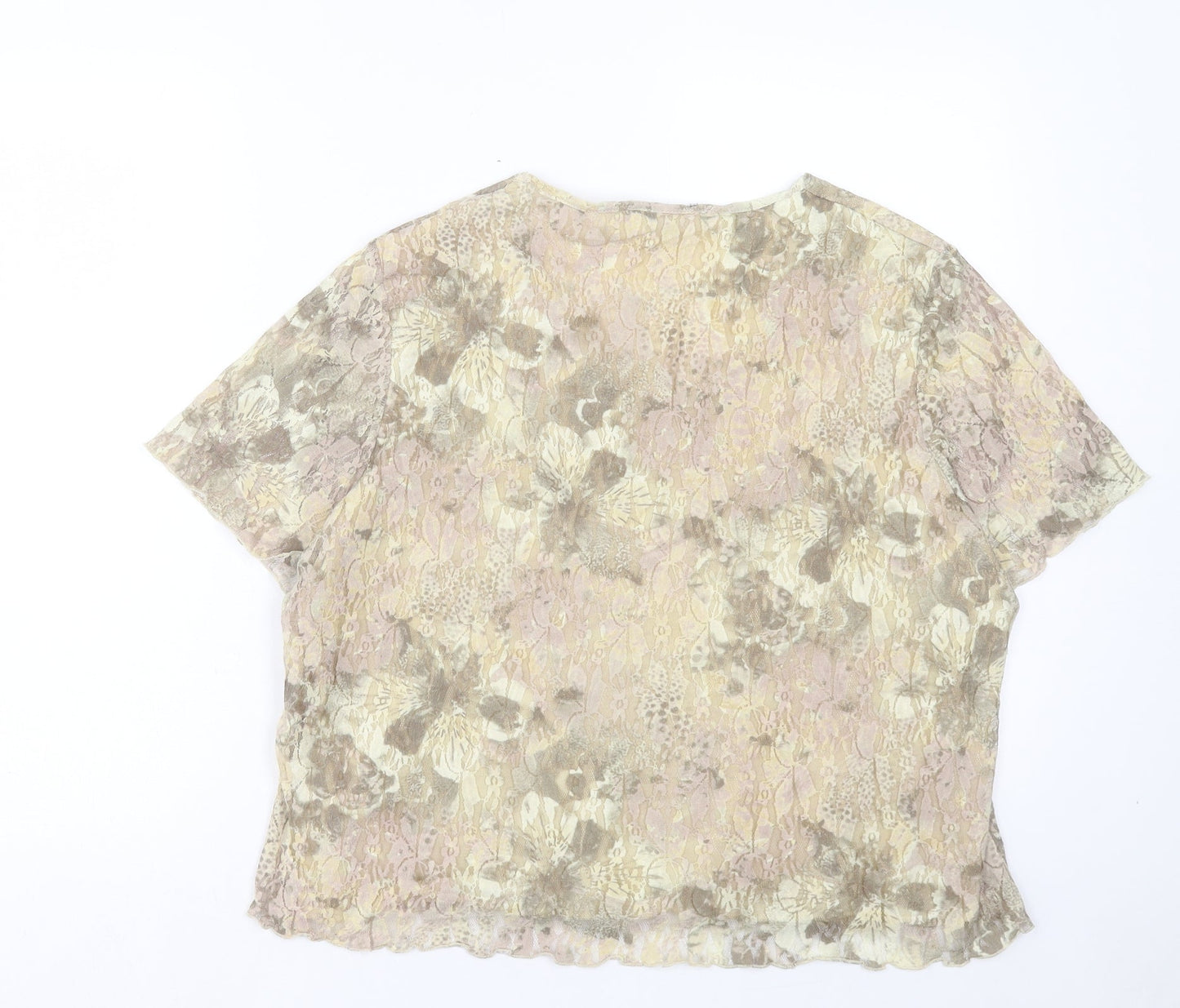 Berkertex Womens Multicoloured Geometric Nylon Basic T-Shirt Size 14 V-Neck