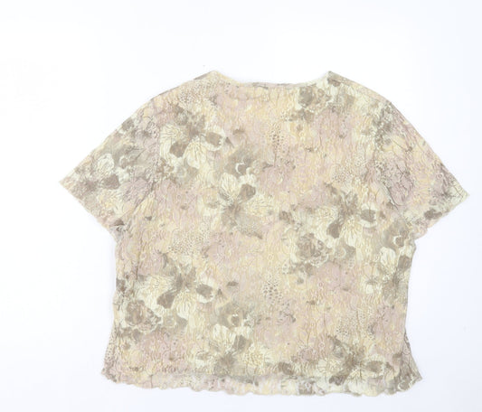 Berkertex Womens Multicoloured Geometric Nylon Basic T-Shirt Size 14 V-Neck