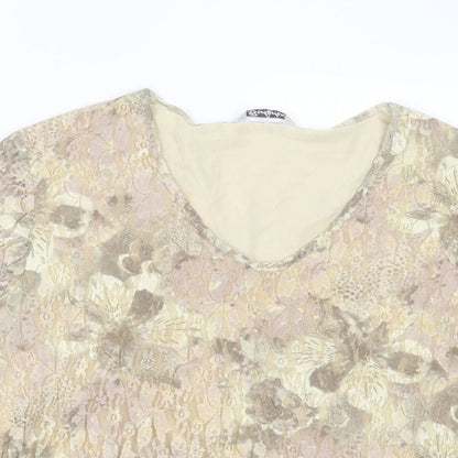 Berkertex Womens Multicoloured Geometric Nylon Basic T-Shirt Size 14 V-Neck