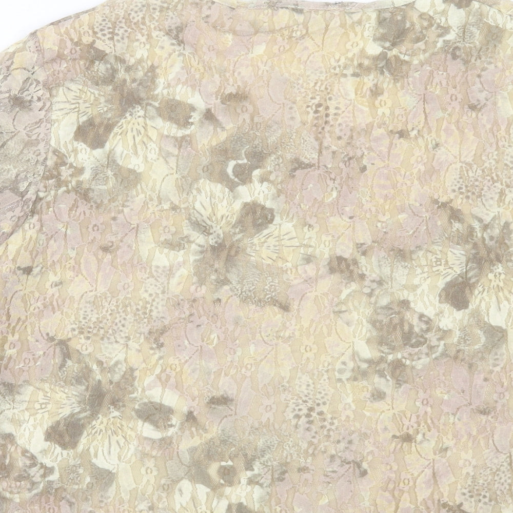 Berkertex Womens Multicoloured Geometric Nylon Basic T-Shirt Size 14 V-Neck