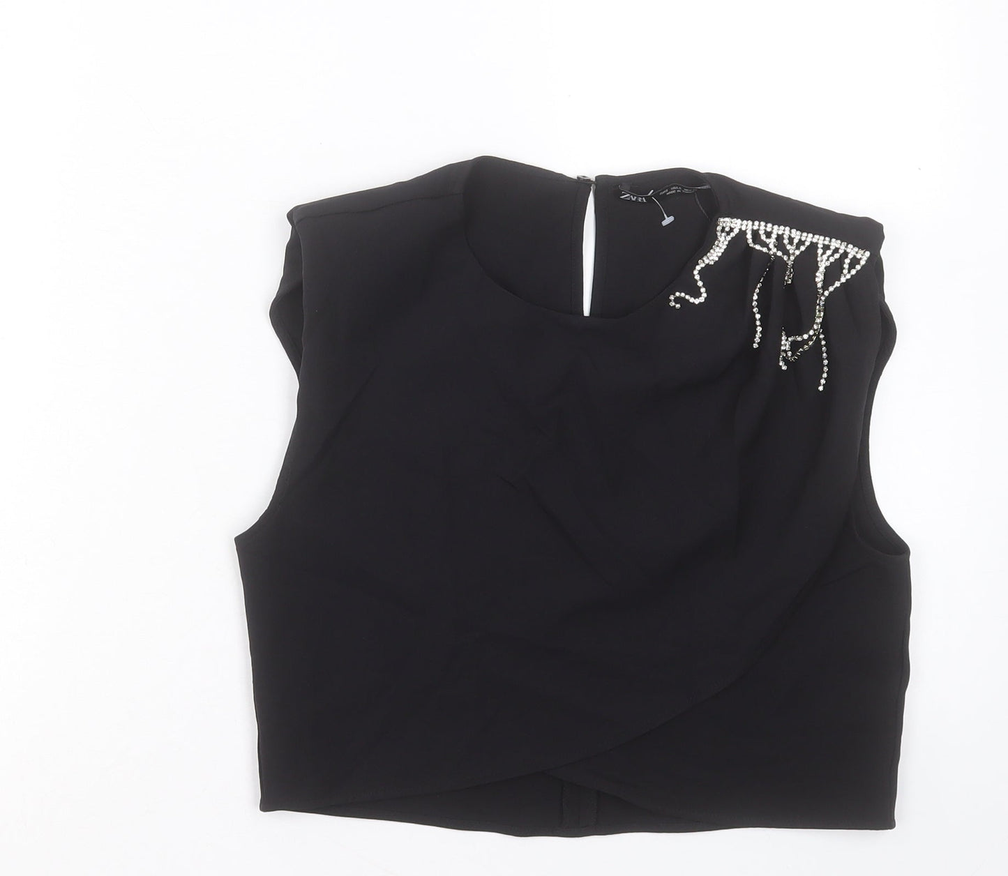 Womens UK Size S Zara Black Cropped Tank