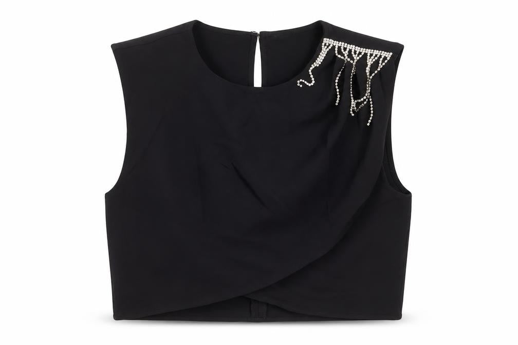 Womens UK Size S Zara Black Cropped Tank