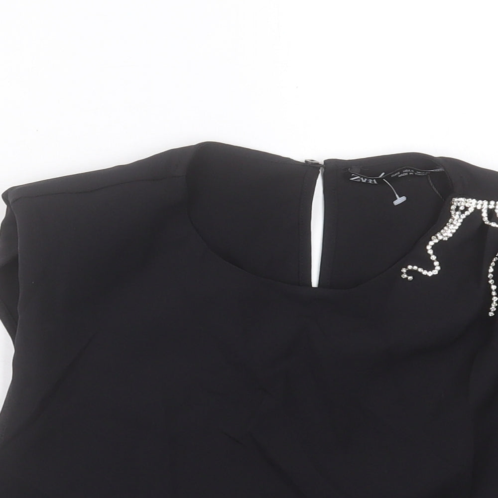 Womens UK Size S Zara Black Cropped Tank