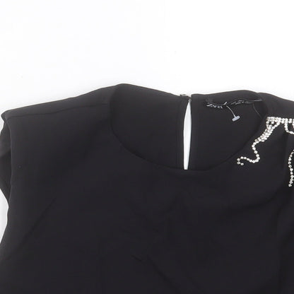 Womens UK Size S Zara Black Cropped Tank