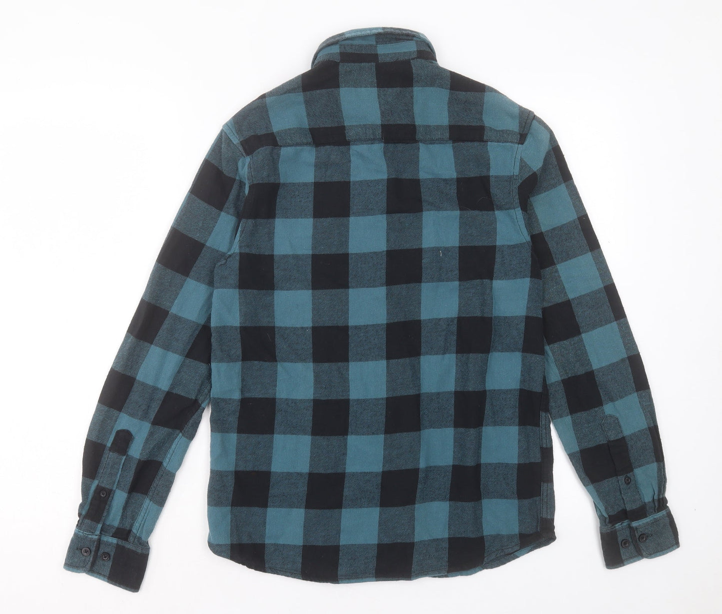 Primark Mens Blue Plaid Cotton Button-Up Size XS Collared Button - Pocket Detail