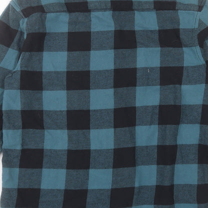 Primark Mens Blue Plaid Cotton Button-Up Size XS Collared Button - Pocket Detail