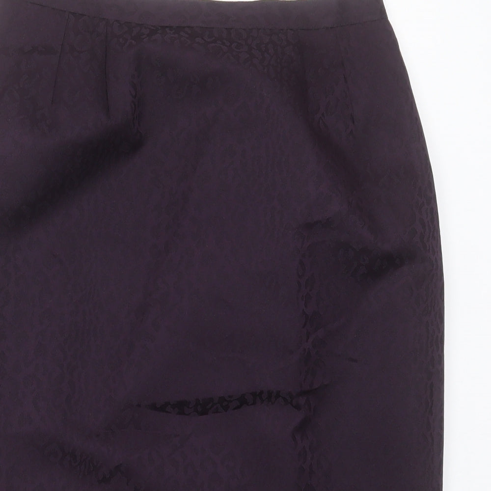 kaspa Womens Purple Animal Print Polyester Straight & Pencil Skirt Size 10 Button