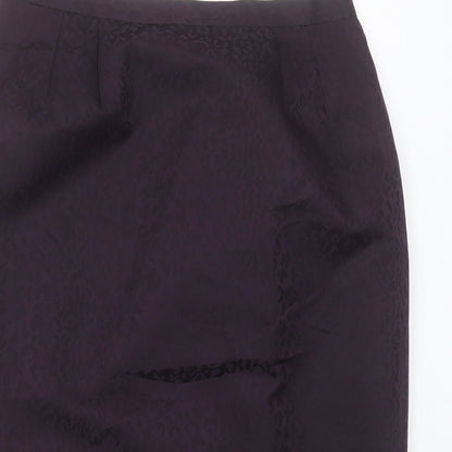 kaspa Womens Purple Animal Print Polyester Straight & Pencil Skirt Size 10 Button