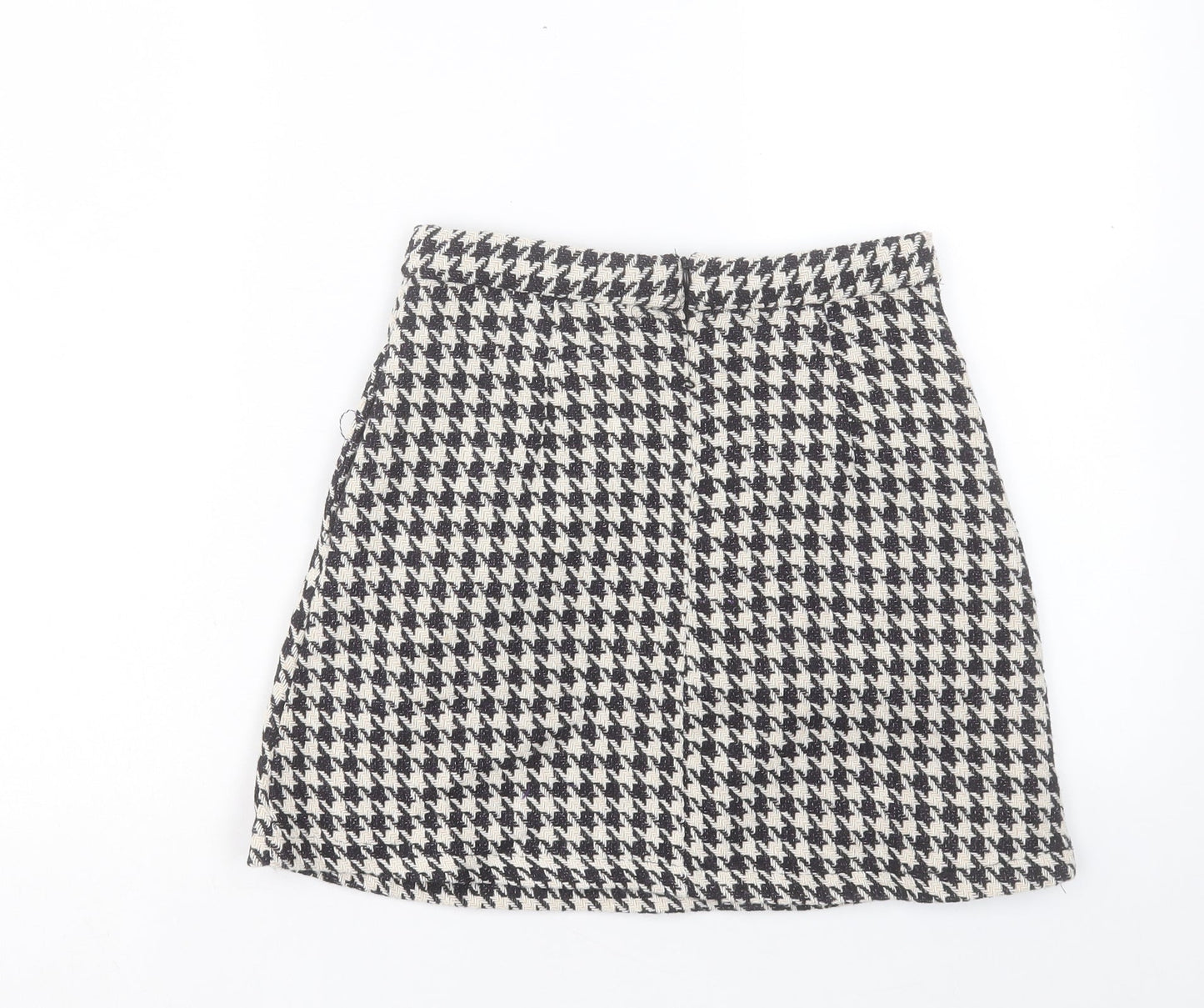 In the Style Womens White Plaid Polyester A-Line Skirt Size 6 Zip