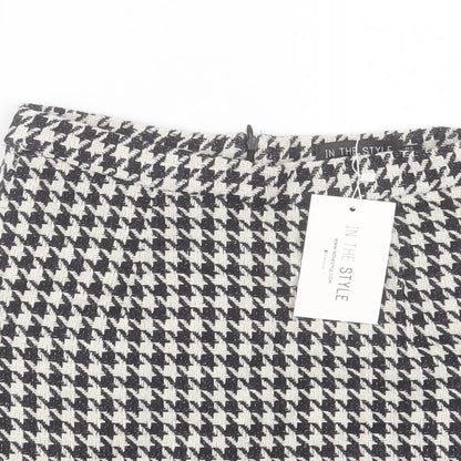 In the Style Womens White Plaid Polyester A-Line Skirt Size 6 Zip
