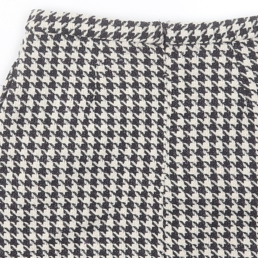 In the Style Womens White Plaid Polyester A-Line Skirt Size 6 Zip