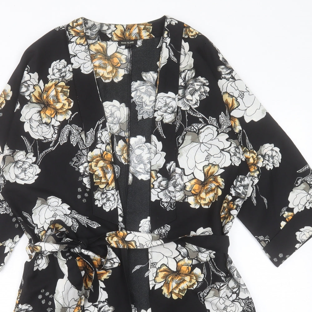 River Island Womens Black Floral Jacket Size 8
