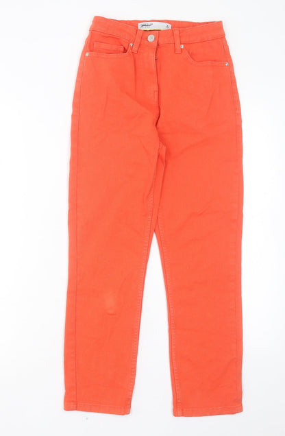 NEXT Womens Orange Cotton Cropped Jeans Size 6 L24 in Slim Button
