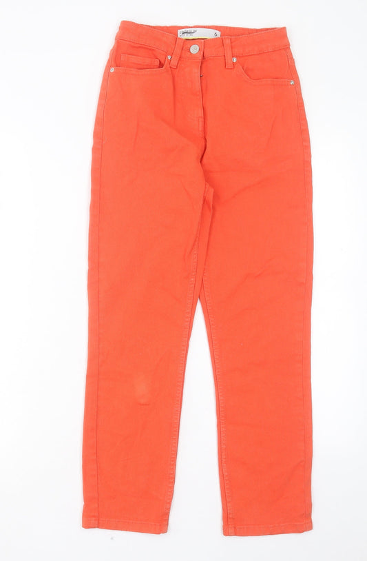 NEXT Womens Orange Cotton Cropped Jeans Size 6 L24 in Slim Button