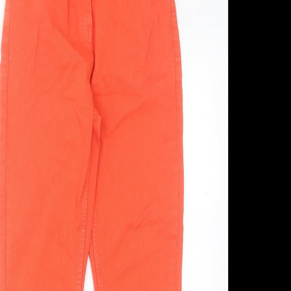 NEXT Womens Orange Cotton Cropped Jeans Size 6 L24 in Slim Button
