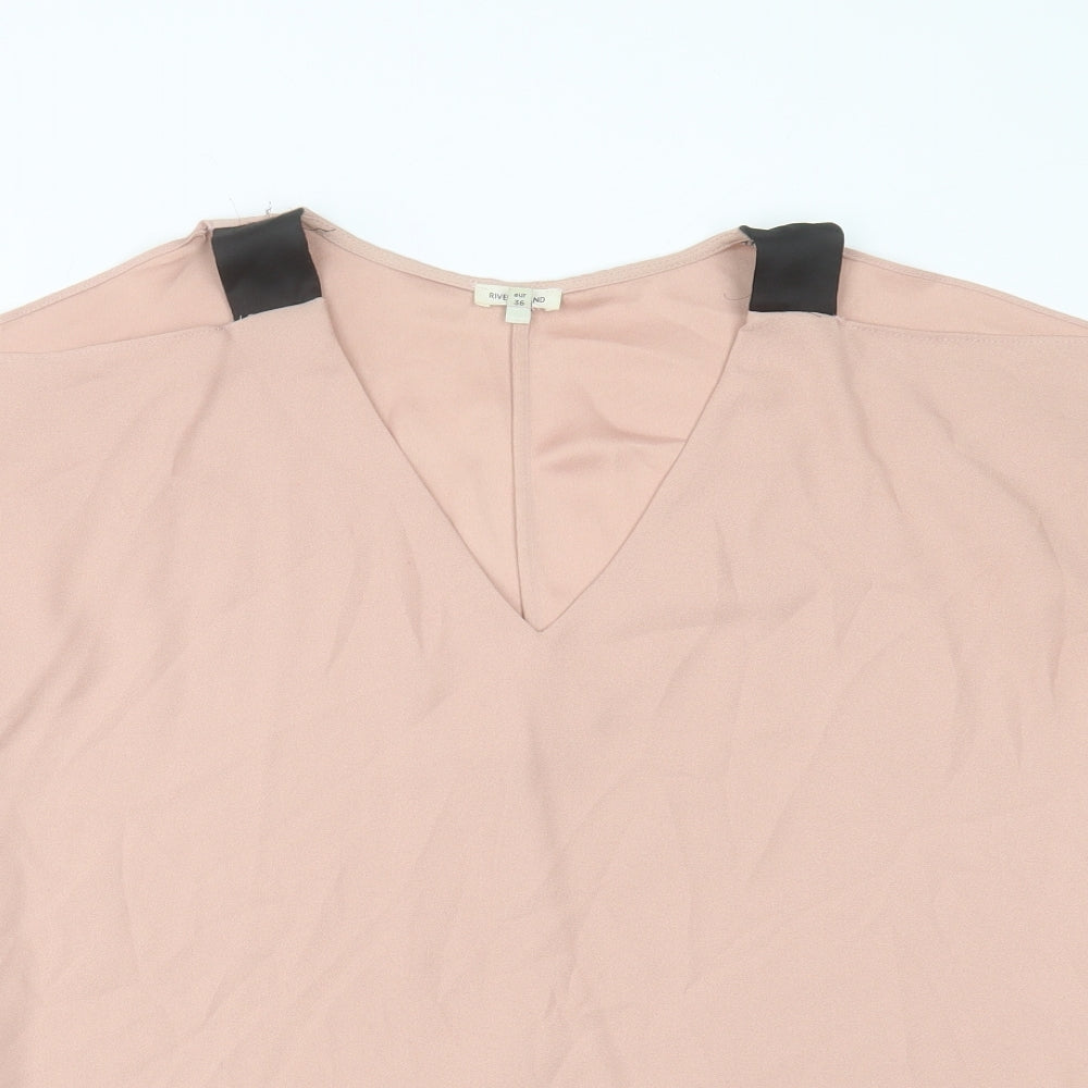 Womens UK Size 10 River Island Pink Basic T-Shirt