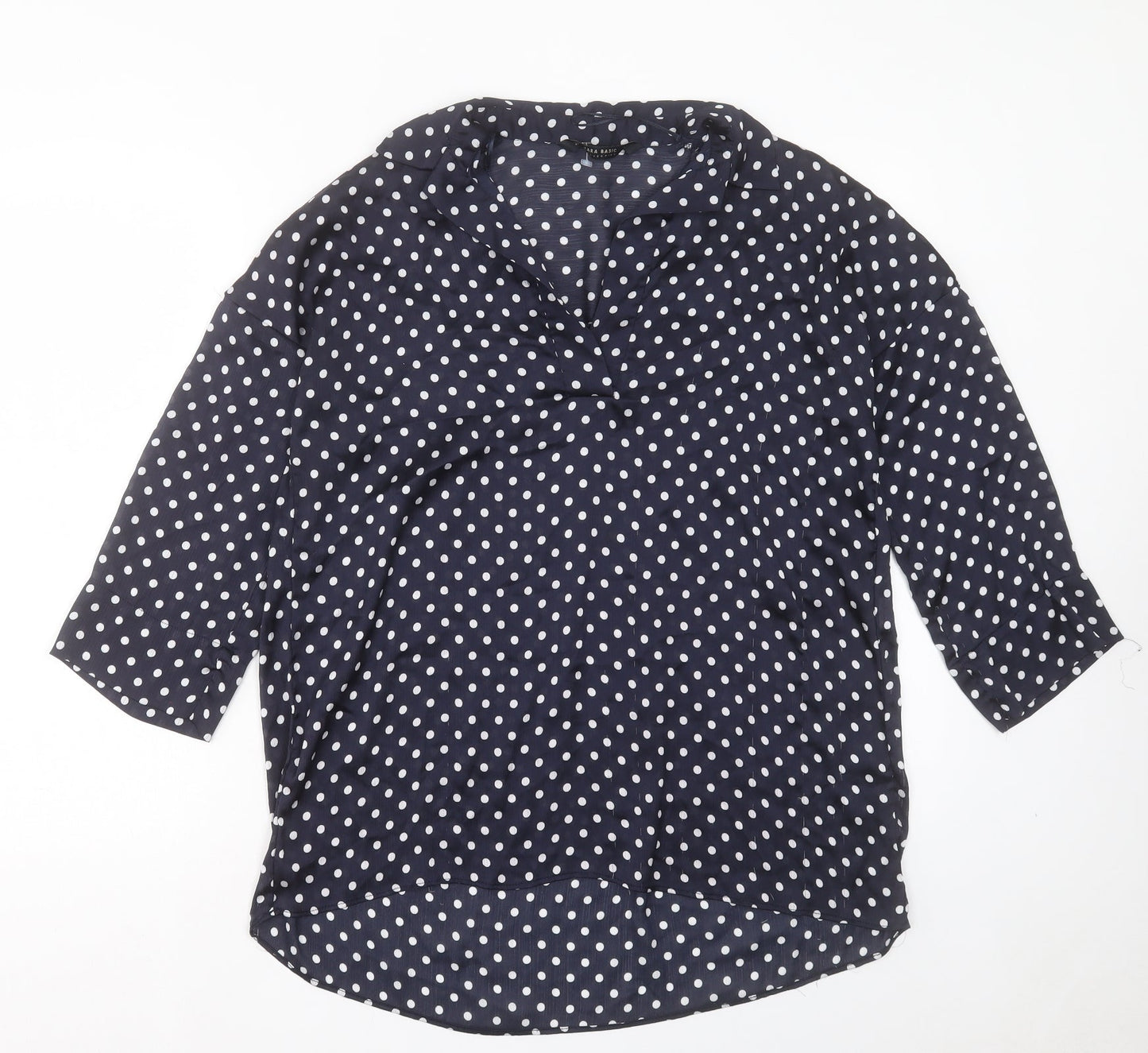 Womens UK Size S Zara Blue Basic Blouse
