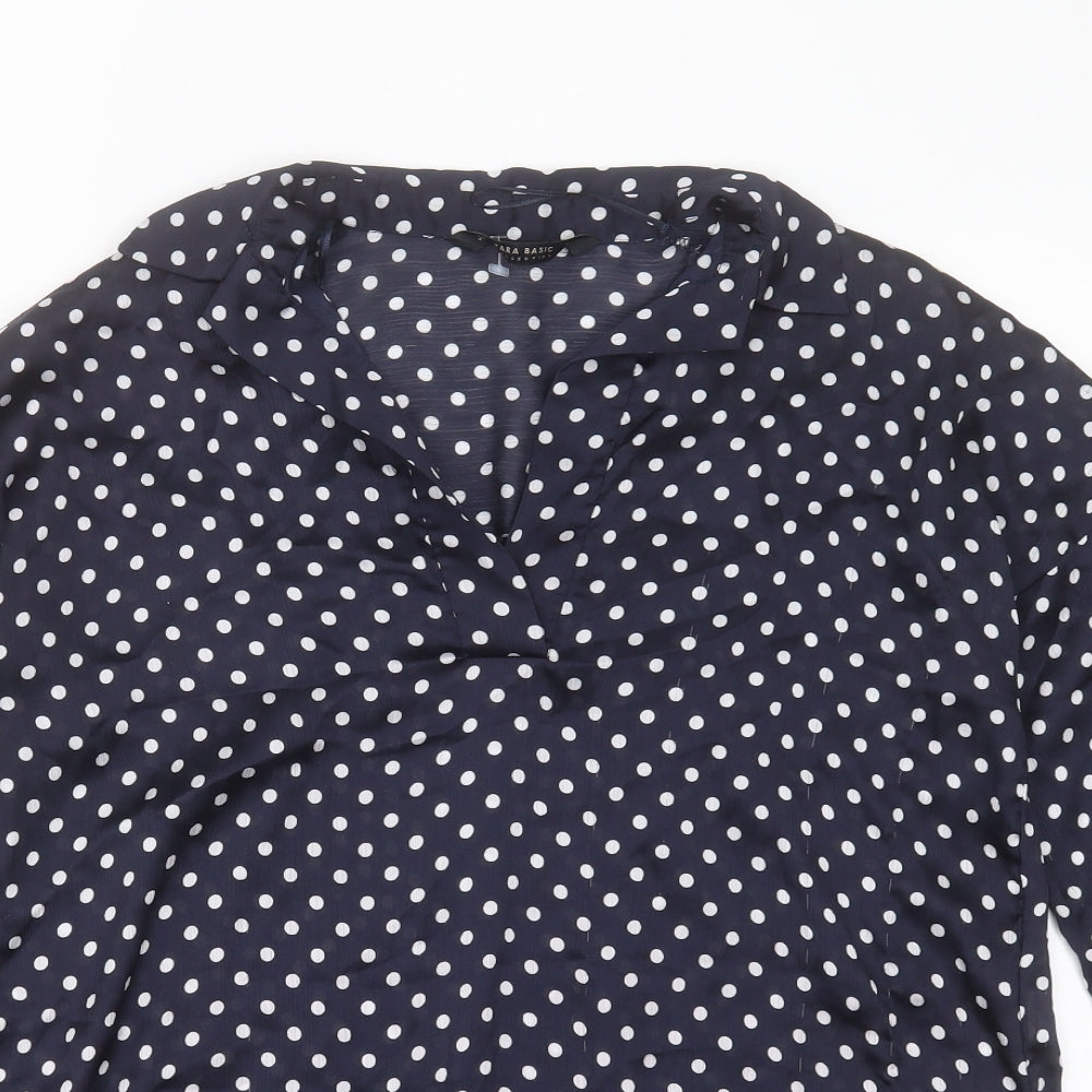 Womens UK Size S Zara Blue Basic Blouse