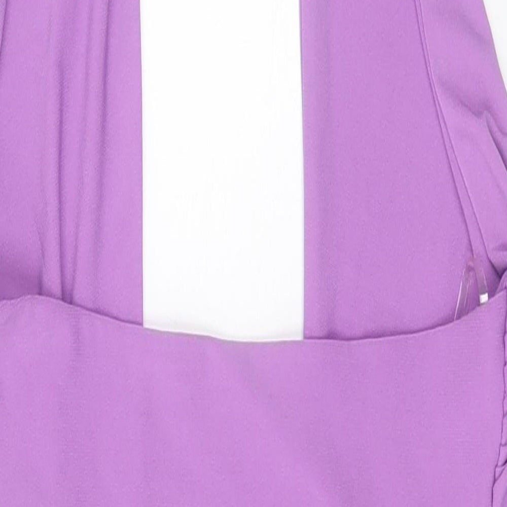 Better Be Womens Purple Polyester Bodycon Size S Halter Tie - Ruched Sides