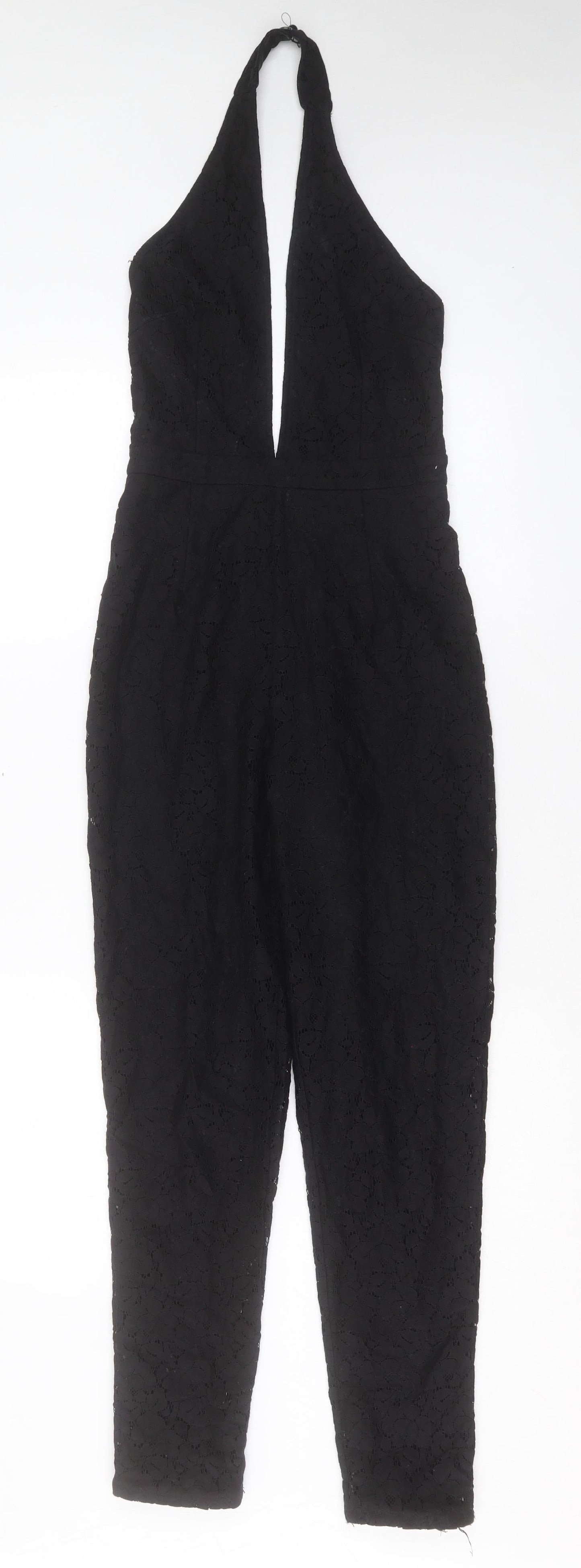 Missguided Womens Black Polyester Jumpsuit One-Piece Size 6 Button