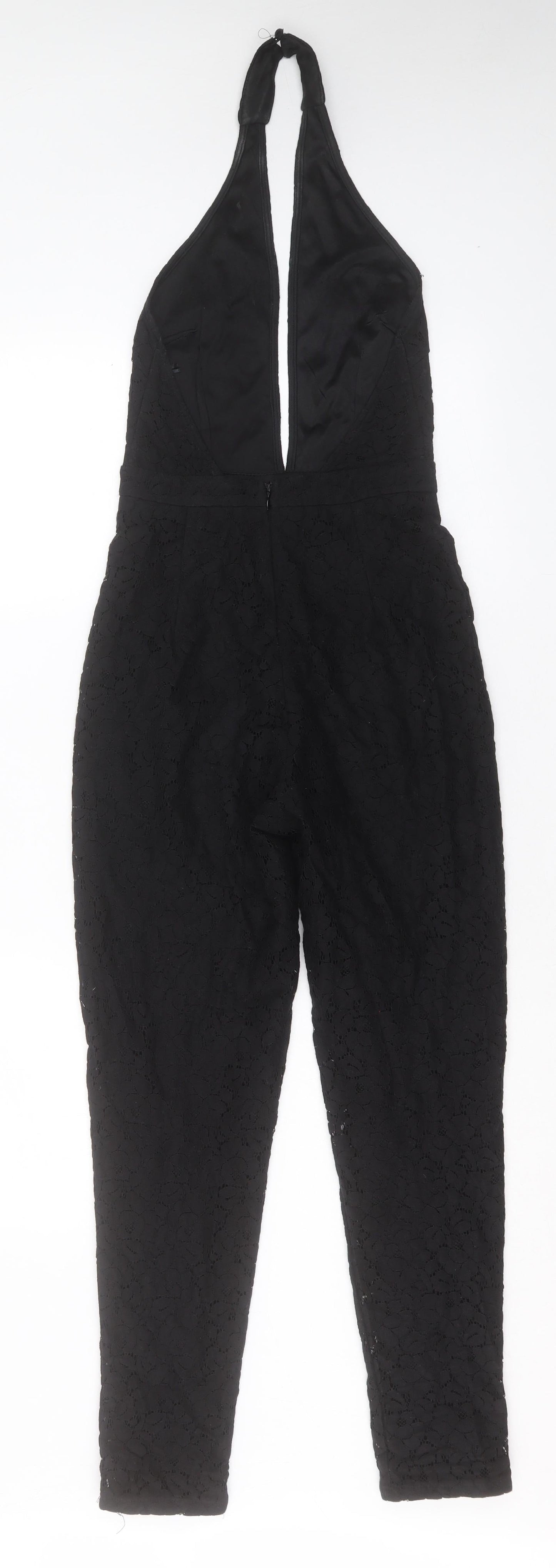 Missguided Womens Black Polyester Jumpsuit One-Piece Size 6 Button