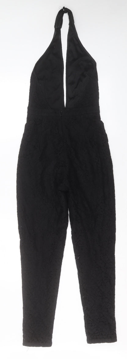 Missguided Womens Black Polyester Jumpsuit One-Piece Size 6 Button