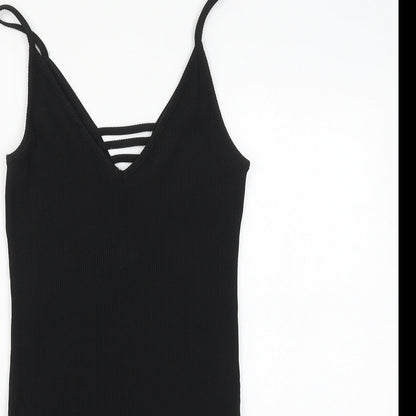 newloo Womens Black Polyester Bodysuit One-Piece Size 10 Snap