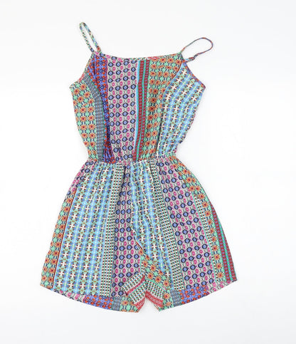 Atmosphere Womens Multicoloured Geometric Polyester Playsuit One-Piece Size 6 Pullover