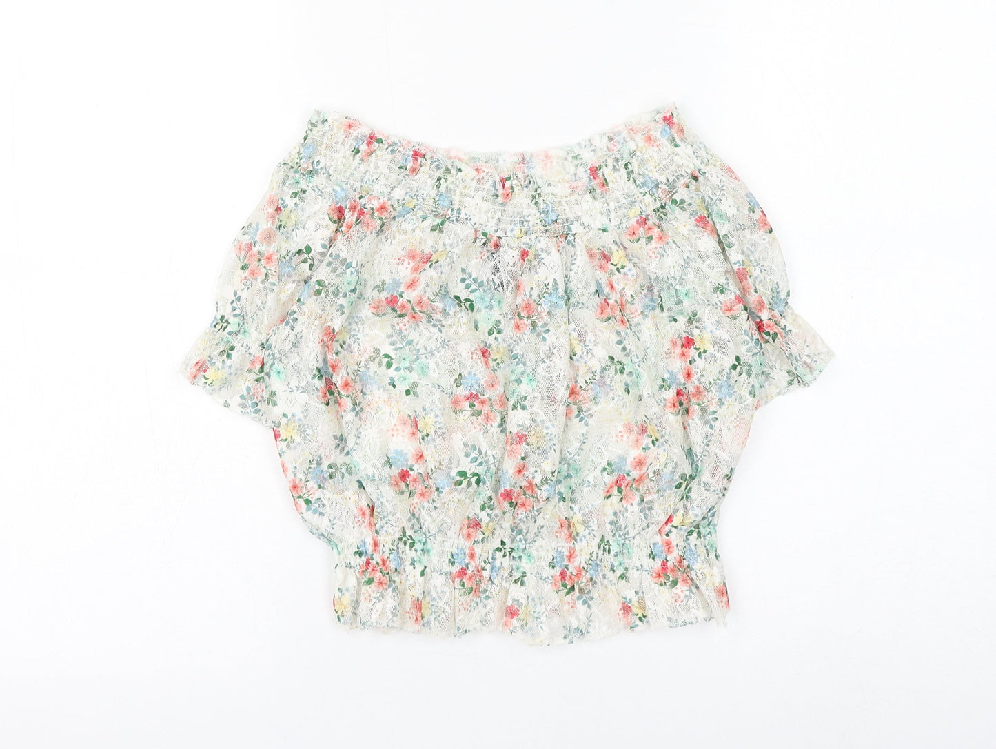 Womens UK Size 12 New Look White Cropped Blouse