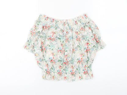 Womens UK Size 12 New Look White Cropped Blouse