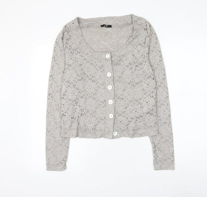 Womens UK Size M Yest Grey Cardigan Jumper