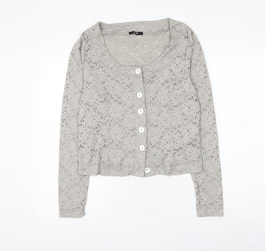 Womens UK Size M Yest Grey Cardigan Jumper