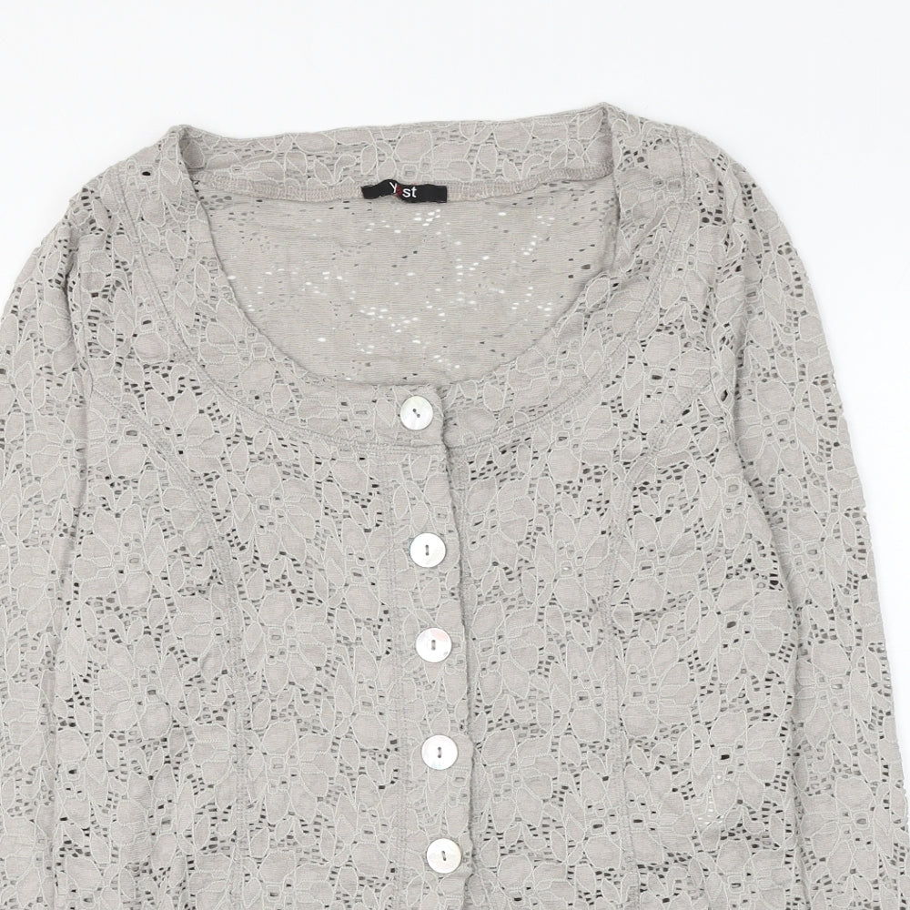 Womens UK Size M Yest Grey Cardigan Jumper