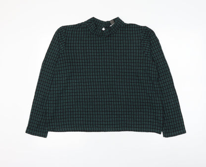 Primark Womens Green Mock Neck Check Polyester Pullover Jumper Size 18 - Size 18-20