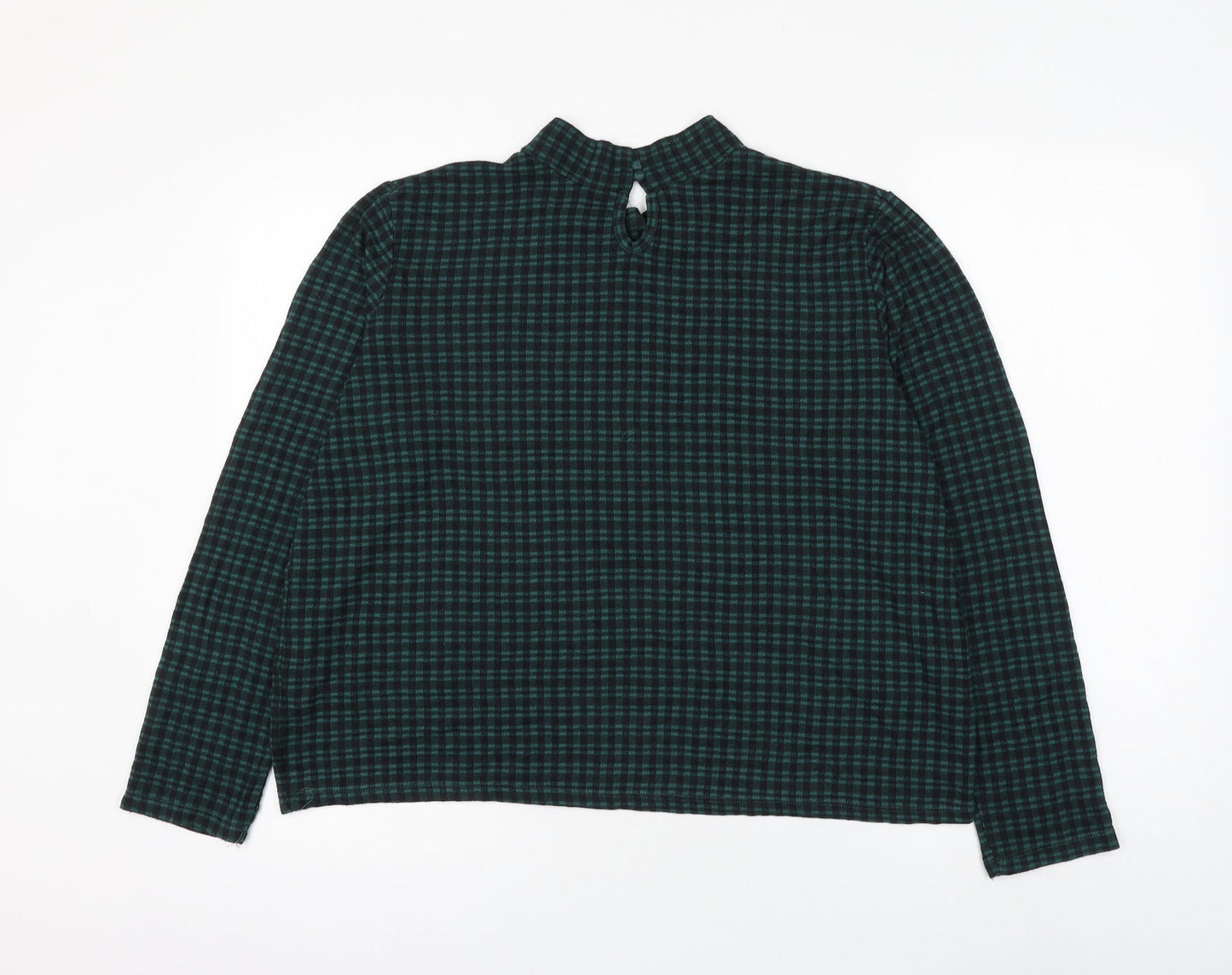 Primark Womens Green Mock Neck Check Polyester Pullover Jumper Size 18 - Size 18-20